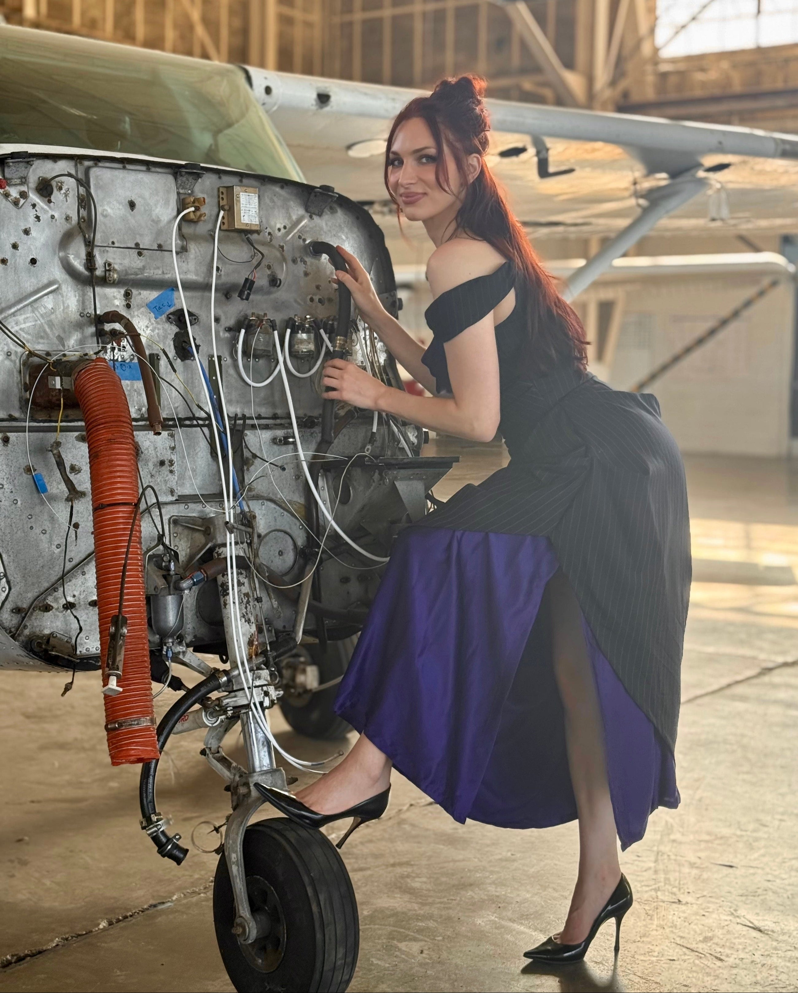 Wool and Purple Silk Charmeuse Dress