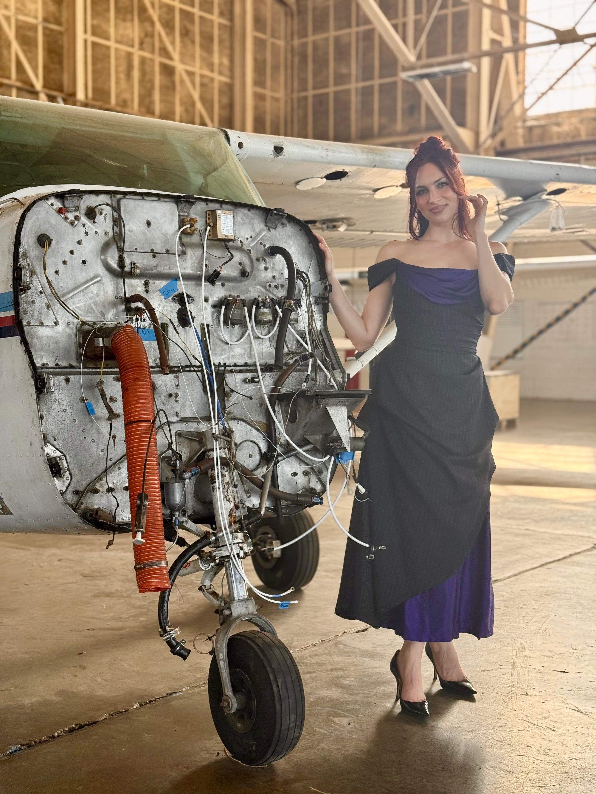 Wool and Purple Silk Charmeuse Dress