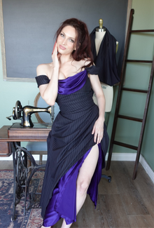 Wool and Purple Silk Charmeuse Dress