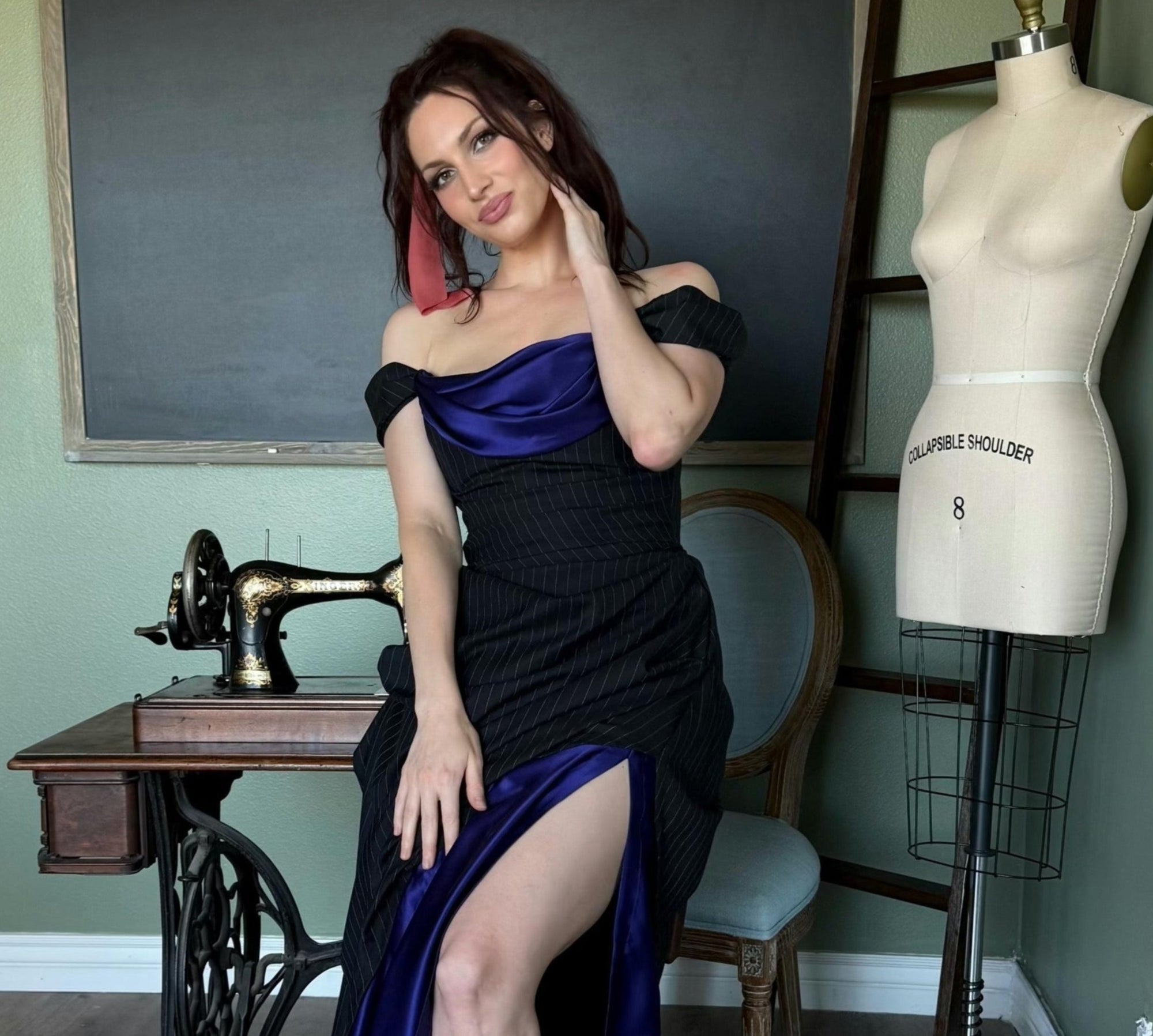 Wool and Purple Silk Charmeuse Dress